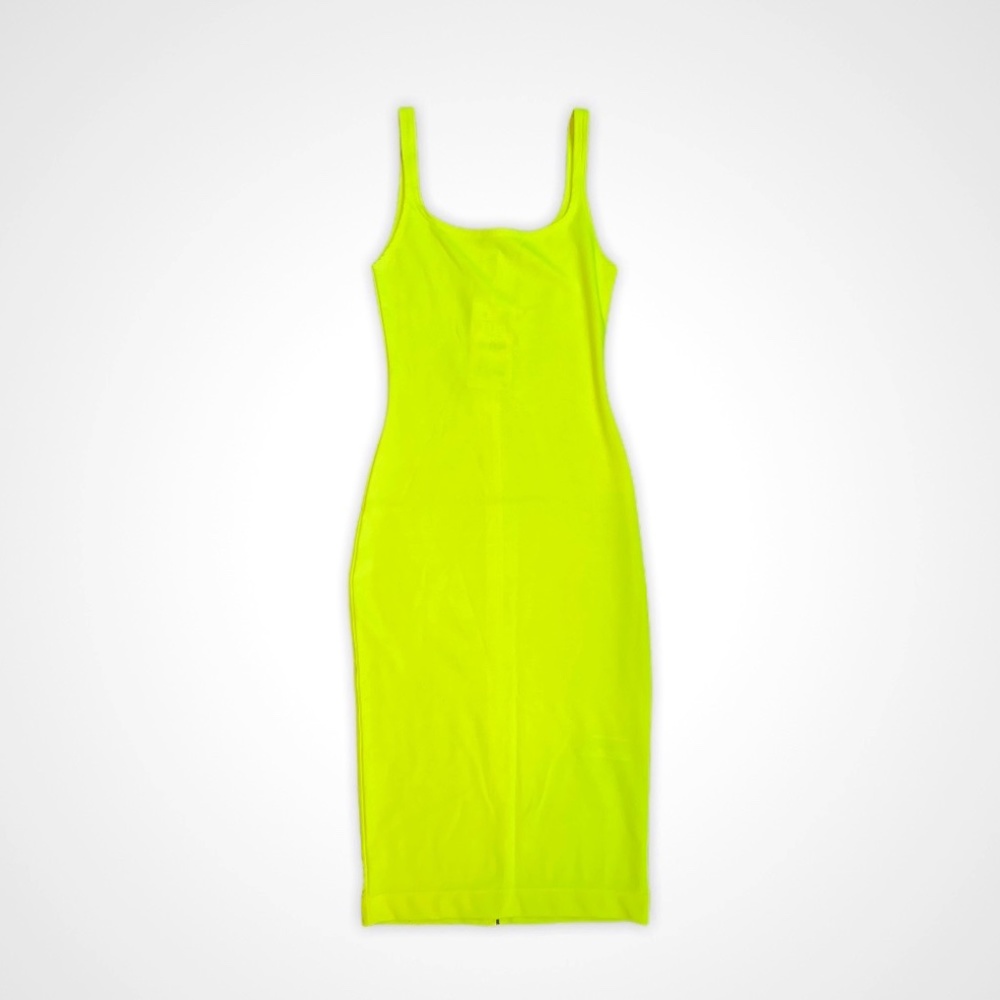 Zara Neon Yellow Bodycon Dress Small